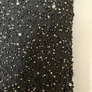 Black sequined beaded cocktail evening dress